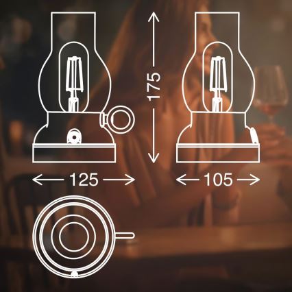Brilo - LED s mogućnošću prigušivanja vanjska punjiva stolna lampa KANEA LED/1,5W/5V IP44 1200 mAh brončana