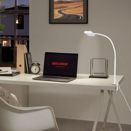 Brilo - LED Fleksibilna stolna lampa s kopčom TRASNA LED/7,5W/230V bijela