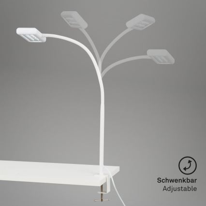 Brilo - LED Fleksibilna stolna lampa s kopčom TRASNA LED/7,5W/230V bijela
