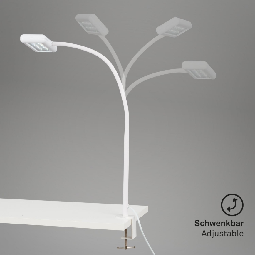 Brilo - LED Fleksibilna stolna lampa s kopčom TRASNA LED/7,5W/230V bijela