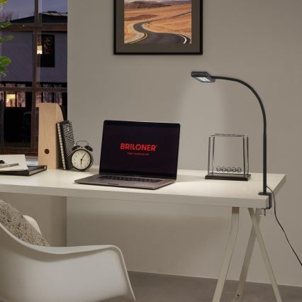 Brilo - LED Fleksibilna stolna lampa s kopčom TRASNA LED/7,5W/230V crna