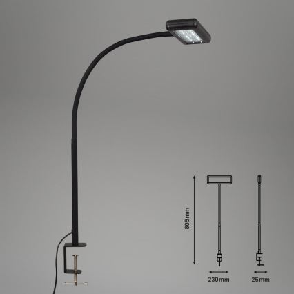 Brilo - LED Fleksibilna stolna lampa s kopčom TRASNA LED/7,5W/230V crna