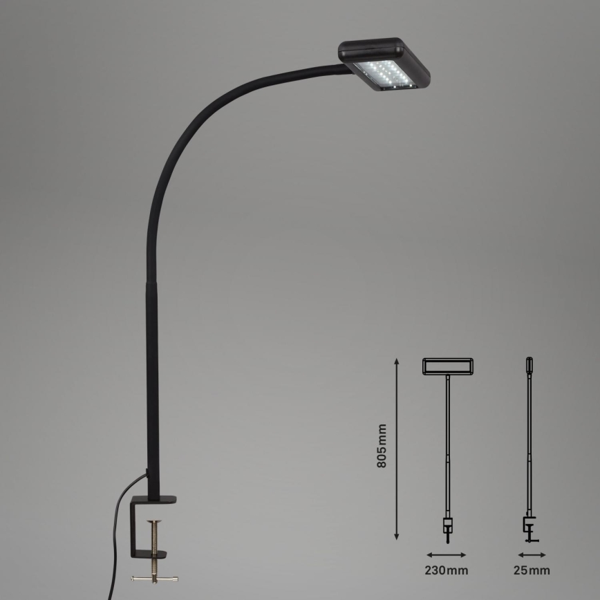 Brilo - LED Fleksibilna stolna lampa s kopčom TRASNA LED/7,5W/230V crna