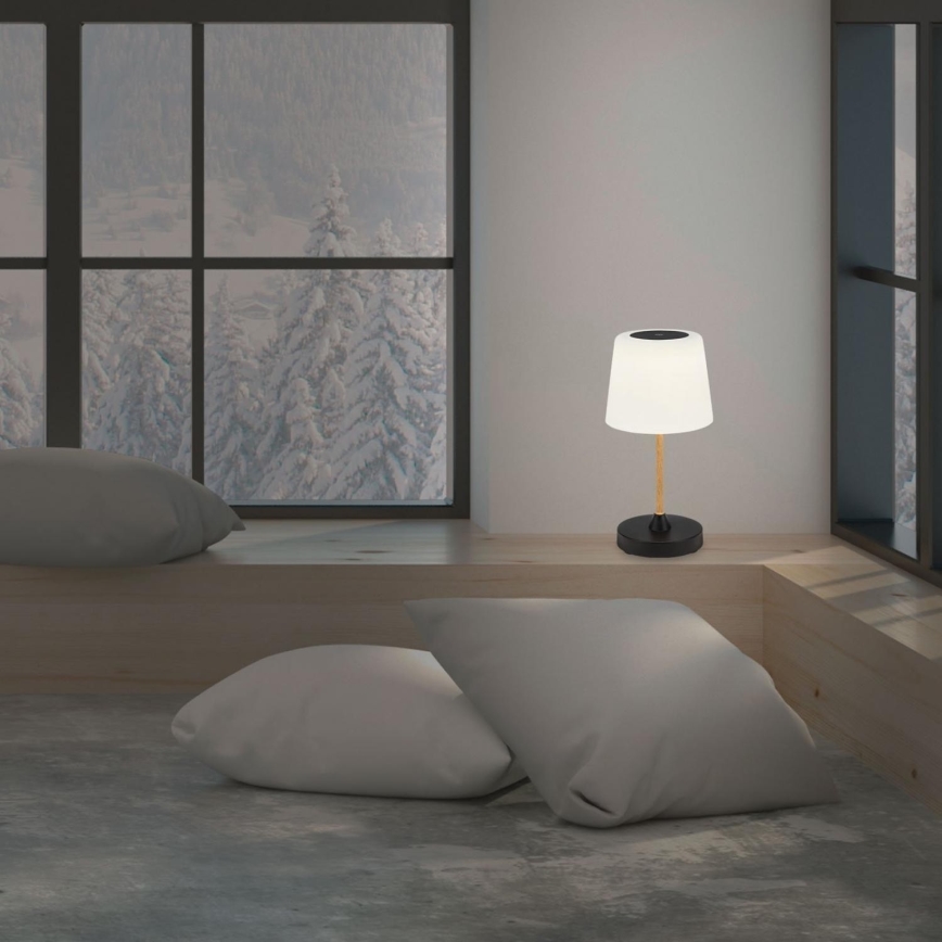 Brilo - LED Prigušiva punjiva vanjska stolna lampa COMPA LED/3W/5V IP44 kaučukovac crna/bijela