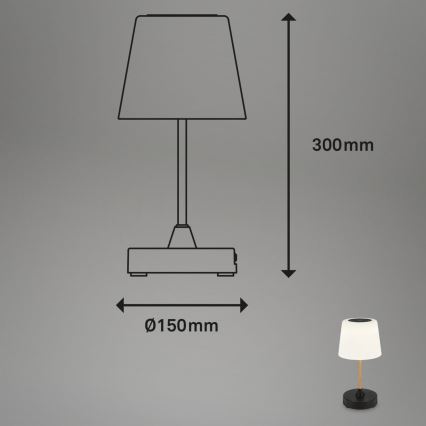 Brilo - LED Prigušiva punjiva vanjska stolna lampa COMPA LED/3W/5V IP44 kaučukovac crna/bijela