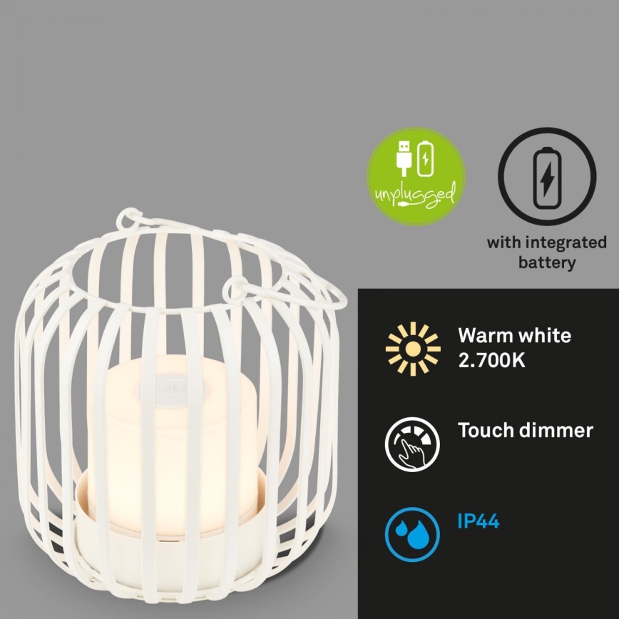 Brilo - LED Prigušiva punjiva vanjska stolna lampa LED/2W/5V IP44 bijela