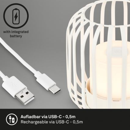 Brilo - LED Prigušiva punjiva vanjska stolna lampa LED/2W/5V IP44 bijela