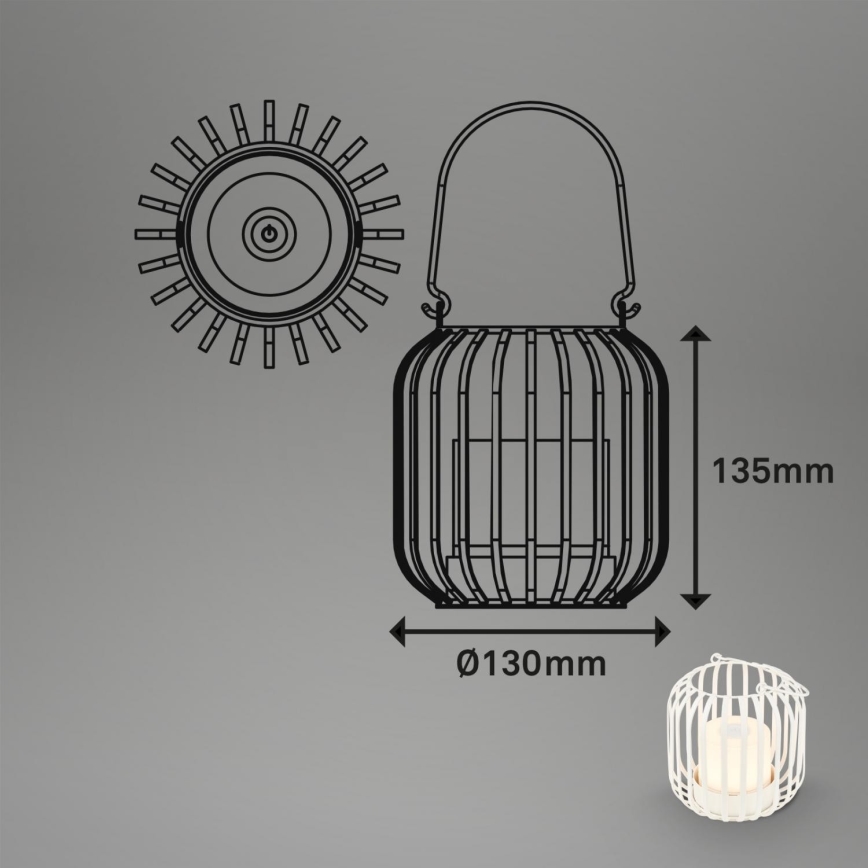Brilo - LED Prigušiva punjiva vanjska stolna lampa LED/2W/5V IP44 bijela
