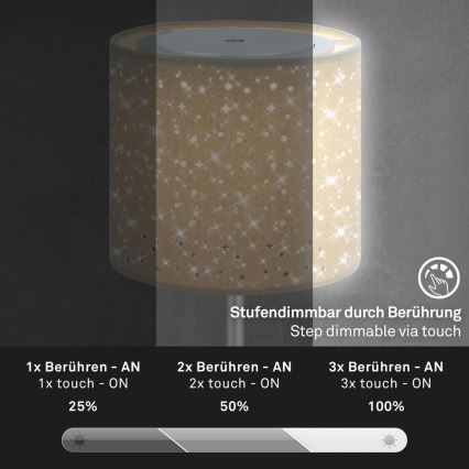 Brilo - LED Prigušiva punjiva vanjska stolna lampa LOLE LED/3W/5V 2000mAh IP44 srebrna/bež