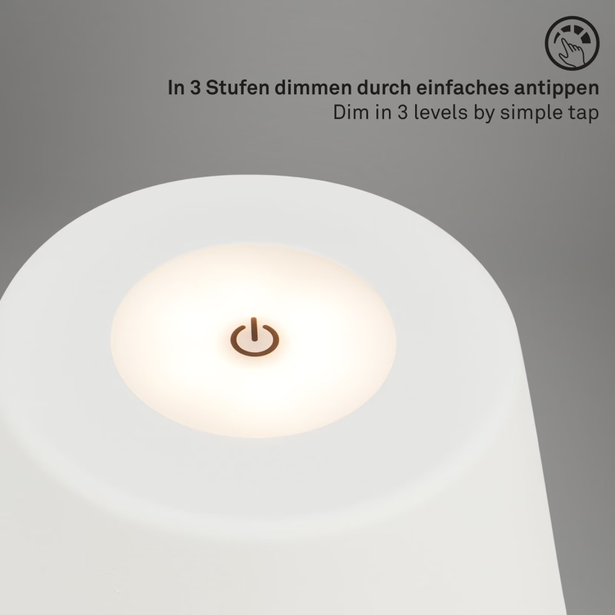 Brilo - LED Prigušiva punjiva vanjska stolna lampa LED/3,5W/5V IP44 bijela