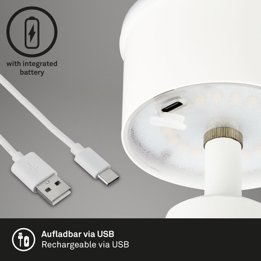 Brilo - LED Prigušiva punjiva vanjska stolna lampa LED/3,5W/5V IP44 bijela
