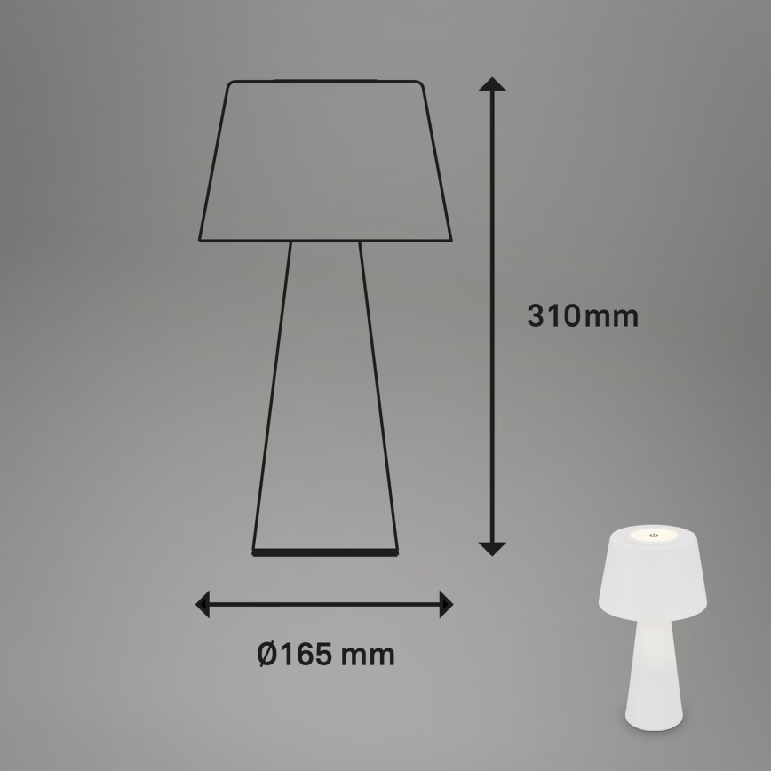 Brilo - LED Prigušiva punjiva vanjska stolna lampa LED/3,5W/5V IP44 bijela