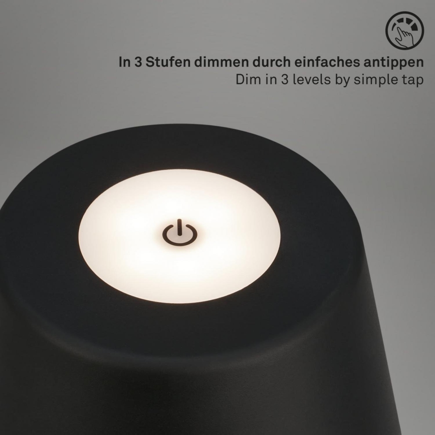 Brilo - LED Prigušiva punjiva vanjska stolna lampa LED/3,5W/5V IP44 crna
