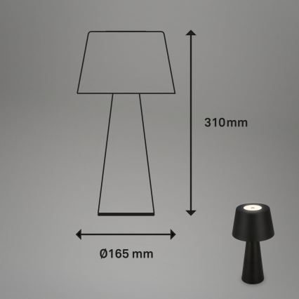 Brilo - LED Prigušiva punjiva vanjska stolna lampa LED/3,5W/5V IP44 crna