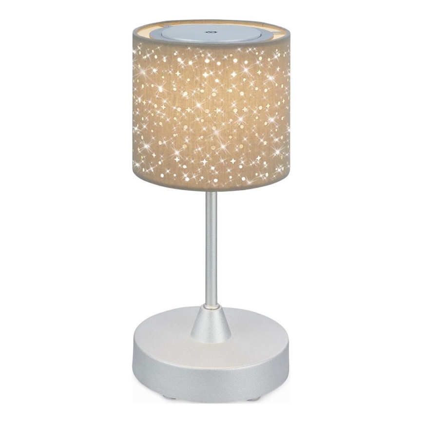Brilo - LED Prigušiva punjiva vanjska stolna lampa LOLE LED/3W/5V 2000mAh IP44 srebrna/bež