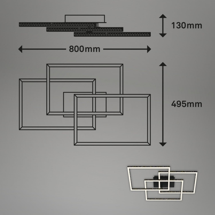 Brilo - LED Prigušiva stropna svjetiljka FRAME LED/57W/230V 3000K crna