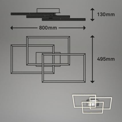 Brilo - LED Prigušiva stropna svjetiljka FRAME LED/57W/230V 3000K mat krom