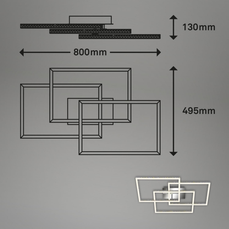 Brilo - LED Prigušiva stropna svjetiljka FRAME LED/57W/230V 3000K mat krom