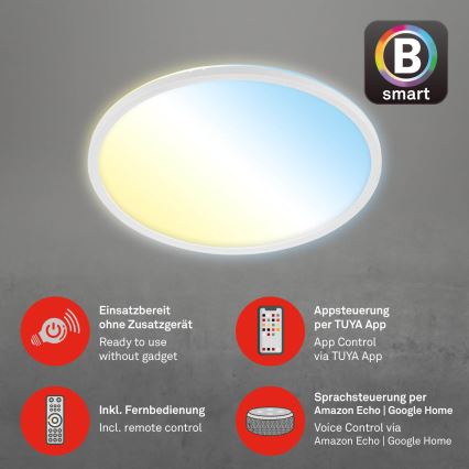 Brilo - LED Prigušiva stropna svjetiljka SLIM LED/22W/230V 2700-6500K Wi-Fi Tuya + daljinski upravljač