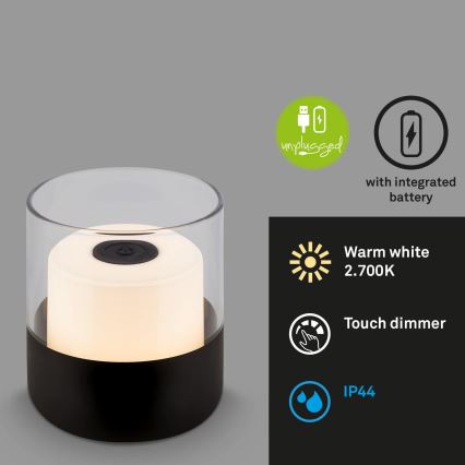 Brilo - LED prigušiva vanjska punjiva stolna lampa LILET LED/2W/5V IP44