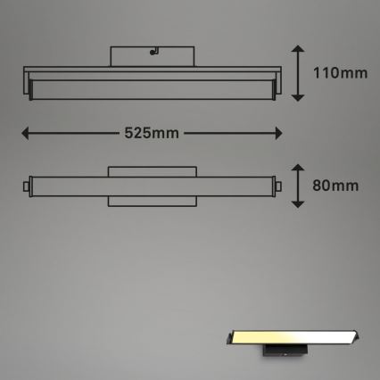 Brilo - LED Prigušiva zidna svjetiljka LED/18W/230V 2700-4000K crna