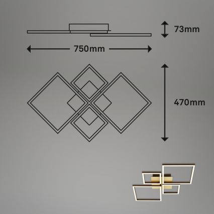 Brilo - LED Prigušivi nadgradni luster FRAME LED/44W/230V