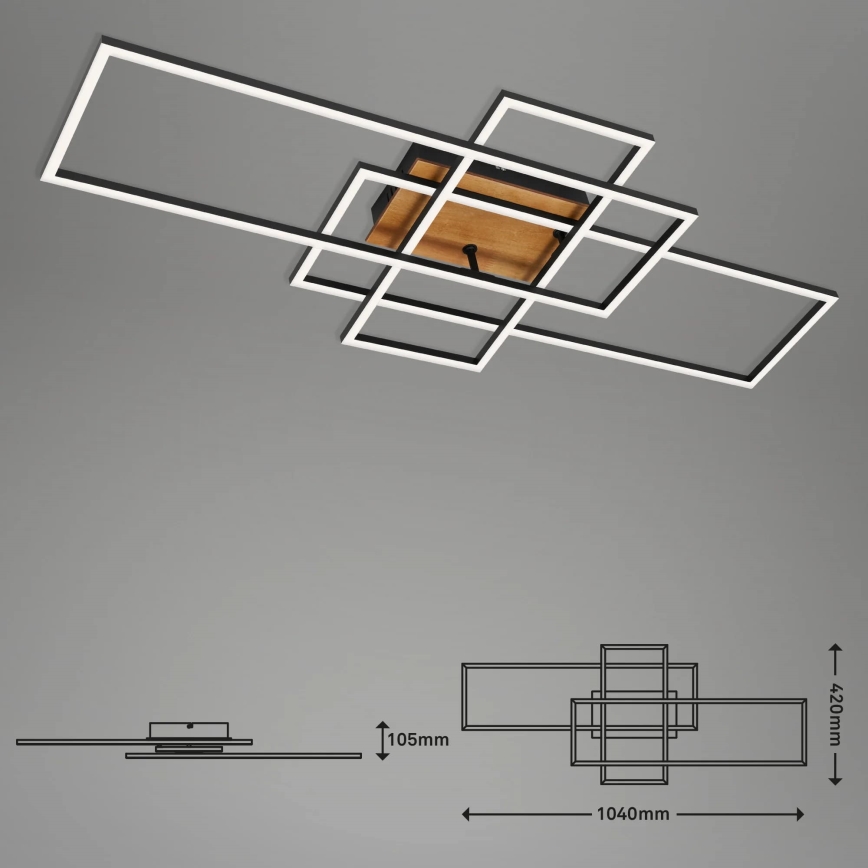 Brilo - LED Prigušivi nadgradni luster FRAME LED/51W/230V 2700-5000K crna/smeđa + daljinski upravljač