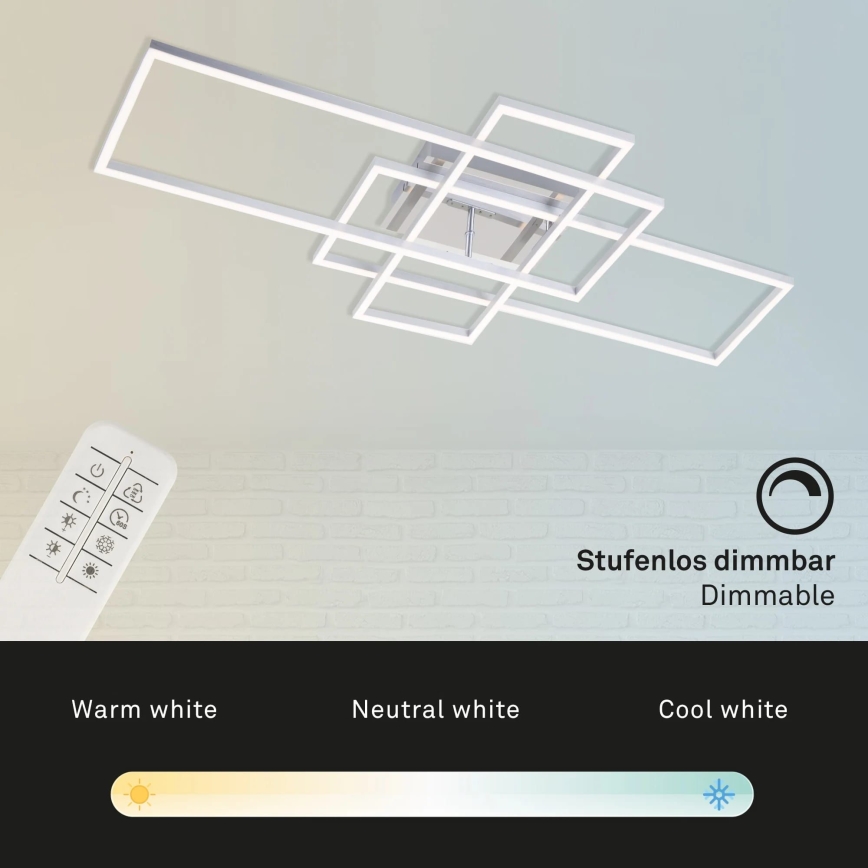 Brilo - LED Prigušivi nadgradni luster FRAME LED/51W/230V 2700-5000K mat krom + daljinski upravljač
