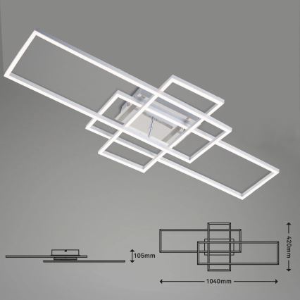 Brilo - LED Prigušivi nadgradni luster FRAME LED/51W/230V 2700-5000K mat krom + daljinski upravljač