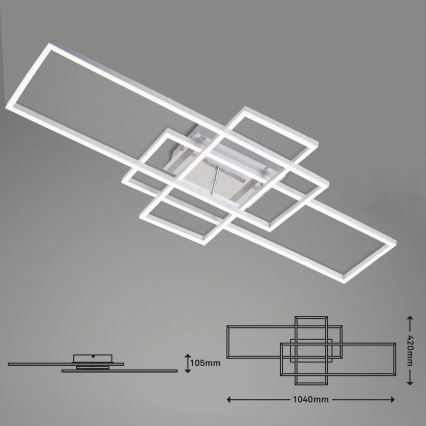 Brilo - LED Prigušivi nadgradni luster FRAME LED/51W/230V 2700-5000K krom + daljinski upravljač