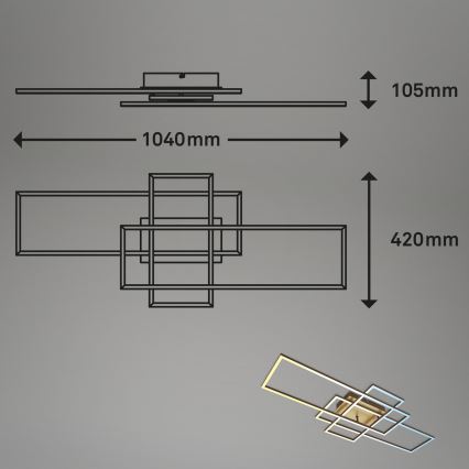 Brilo - LED Prigušivi nadgradni luster FRAME LED/51W/230V 2700-5000K smeđa/zlatna + daljinski upravljač