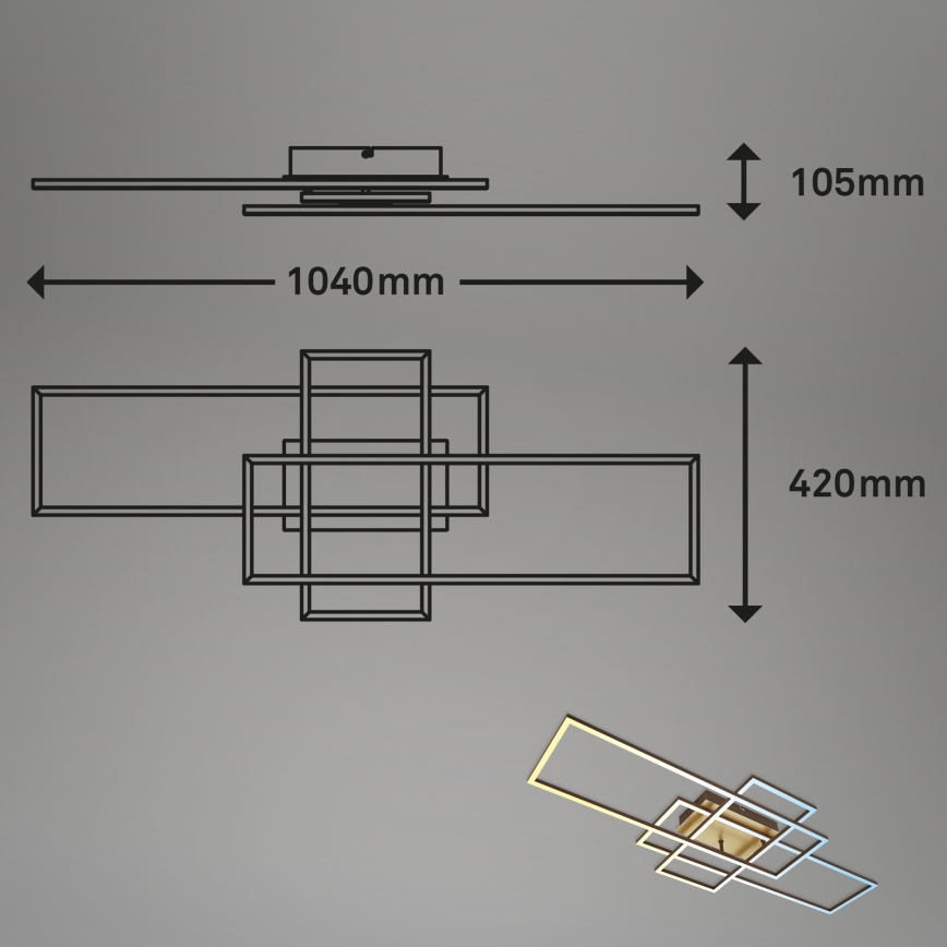 Brilo - LED Prigušivi nadgradni luster FRAME LED/51W/230V 2700-5000K smeđa/zlatna + daljinski upravljač