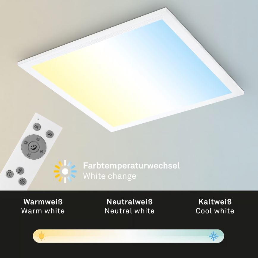 Brilo - Prigušivo LED stropno svjetlo LED/21W/230V 3000-6500K 38x38 cm bijela + daljinski upravljač