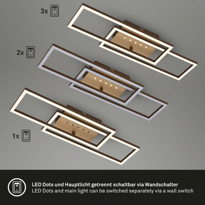 Brilo - LED prigušivo stropno svjetlo LED/30W/230V 3000K smeđa