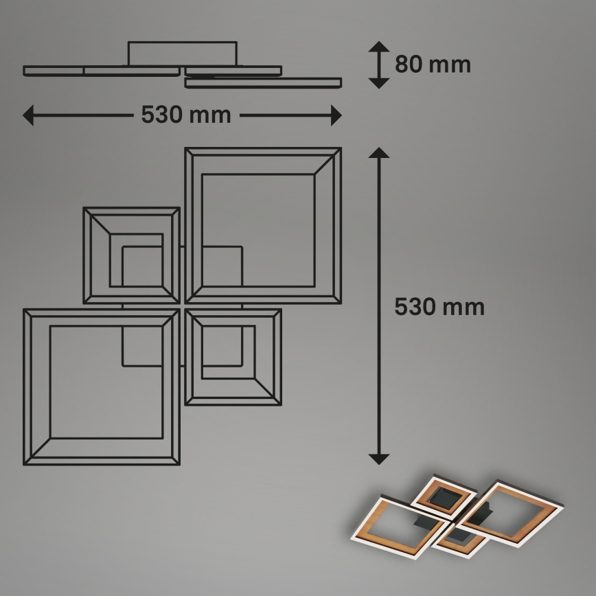Brilo - LED stropna lampa s prigušivanjem FRAME LED/38W/230V