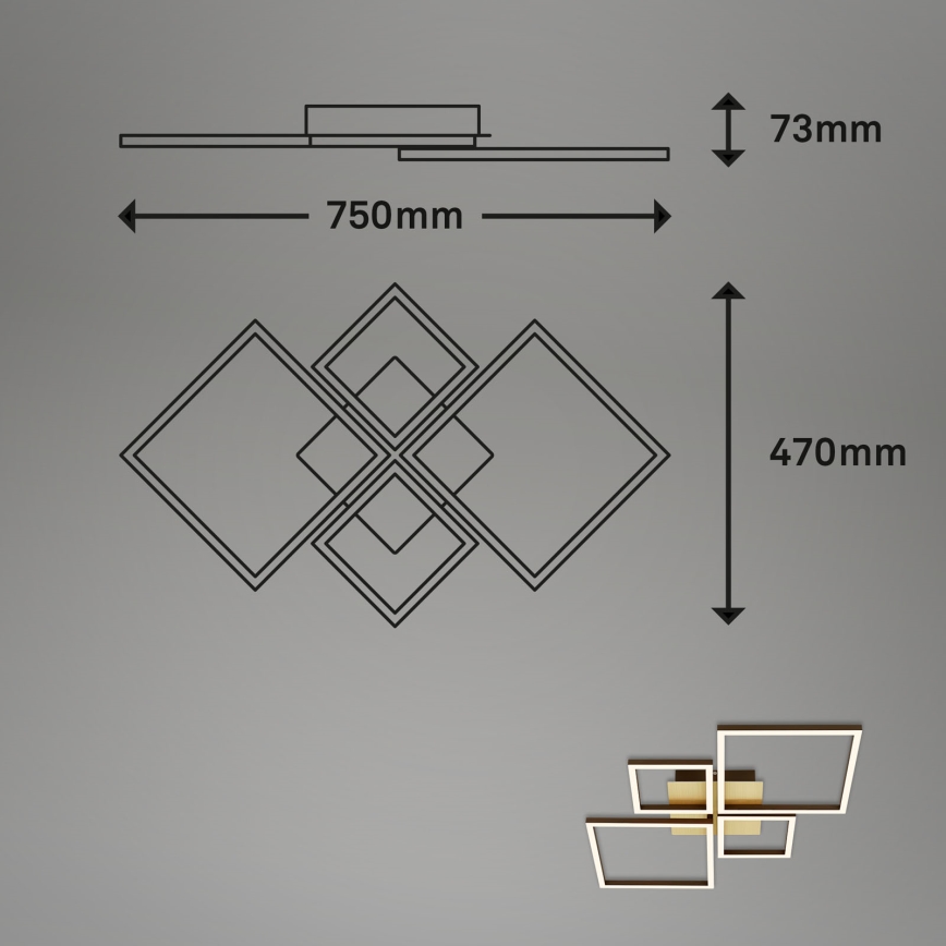 Brilo - LED stropna lampa s mogućnošću prigušivanja FRAME LED/44W/230V