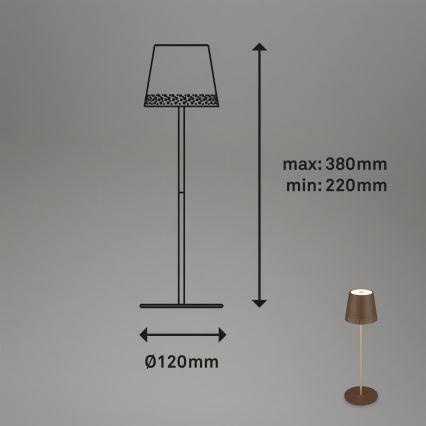 Brilo - LED s mogućnošću prigušivanja punjiva dodirna vanjska stolna lampa KIKI LED/2,6W/5V IP44 2600 mAh smeđa