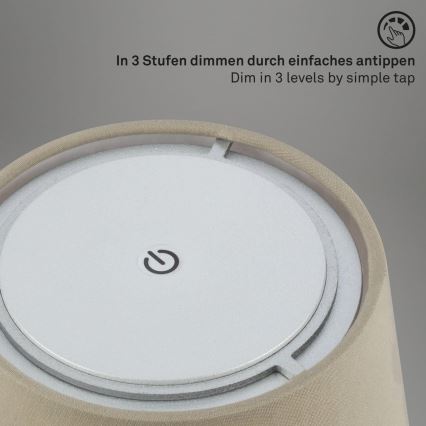 Brilo - LED vanjska stolna lampa s mogućnošću prigušivanja, punjiva LED/3W/5V IP44 srebrna/bež