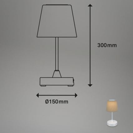 Brilo - LED vanjska stolna lampa s mogućnošću prigušivanja, punjiva LED/3W/5V IP44 srebrna/bež