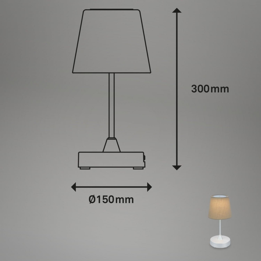 Brilo - LED vanjska stolna lampa s mogućnošću prigušivanja, punjiva LED/3W/5V IP44 srebrna/bež