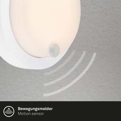 Brilo - Punjivo vanjsko zidno LED svjetlo s senzorom, 4W/5V, 4400 mAh, IP44, bijelo