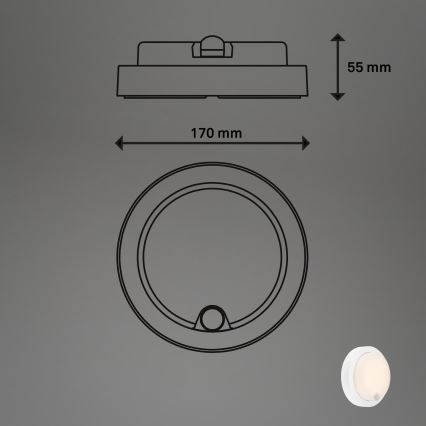 Brilo - Punjivo vanjsko zidno LED svjetlo s senzorom, 4W/5V, 4400 mAh, IP44, bijelo