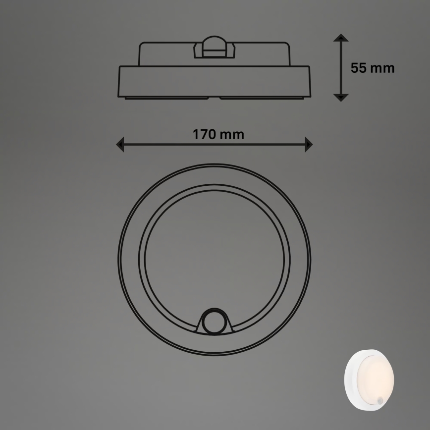 Brilo - Punjivo vanjsko zidno LED svjetlo s senzorom, 4W/5V, 4400 mAh, IP44, bijelo