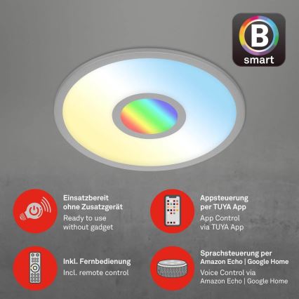 Brilo - LED RGB Prigušiva stropna svjetiljka CENTRO LED/24W/230V 2700-6500K Wi-Fi Tuya + daljinski upravljač