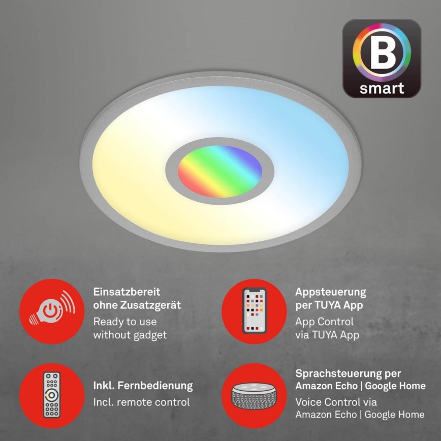 Brilo - LED RGB Prigušiva stropna svjetiljka CENTRO LED/24W/230V 2700-6500K Wi-Fi Tuya + daljinski upravljač