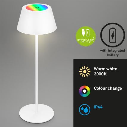 Brilo - LED RGB s prigušivanjem, punjiva, na dodir, vanjska stolna lampa KIKI LED/2,6W/5V IP44 2600 mAh bijela