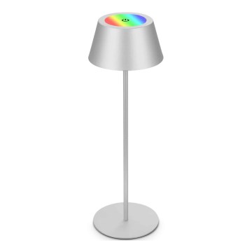 Brilo - LED RGB zatemnjiva punjiva na dodir vanjska stolna svjetiljka KIKI LED/2,6W/5V IP44 2600 mAh srebrna