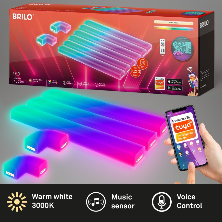 Brilo - LED RGBIC Prigušiva svjetlosna lajsna Smart LED/24W/230V Wi-Fi Tuya