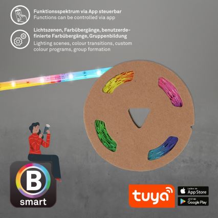 Brilo - LED RGBW Prigušiva traka 6,5m LED/18W/230V Wi-Fi Tuya + daljinski upravljač