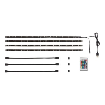 Brilo - LED RGBW prigušivačka traka za TV 3m LED/2,5W/USB + daljinski upravljač